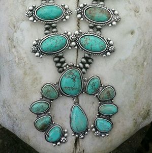 Gorgeous Real Turquoise Stone Squash Blossom